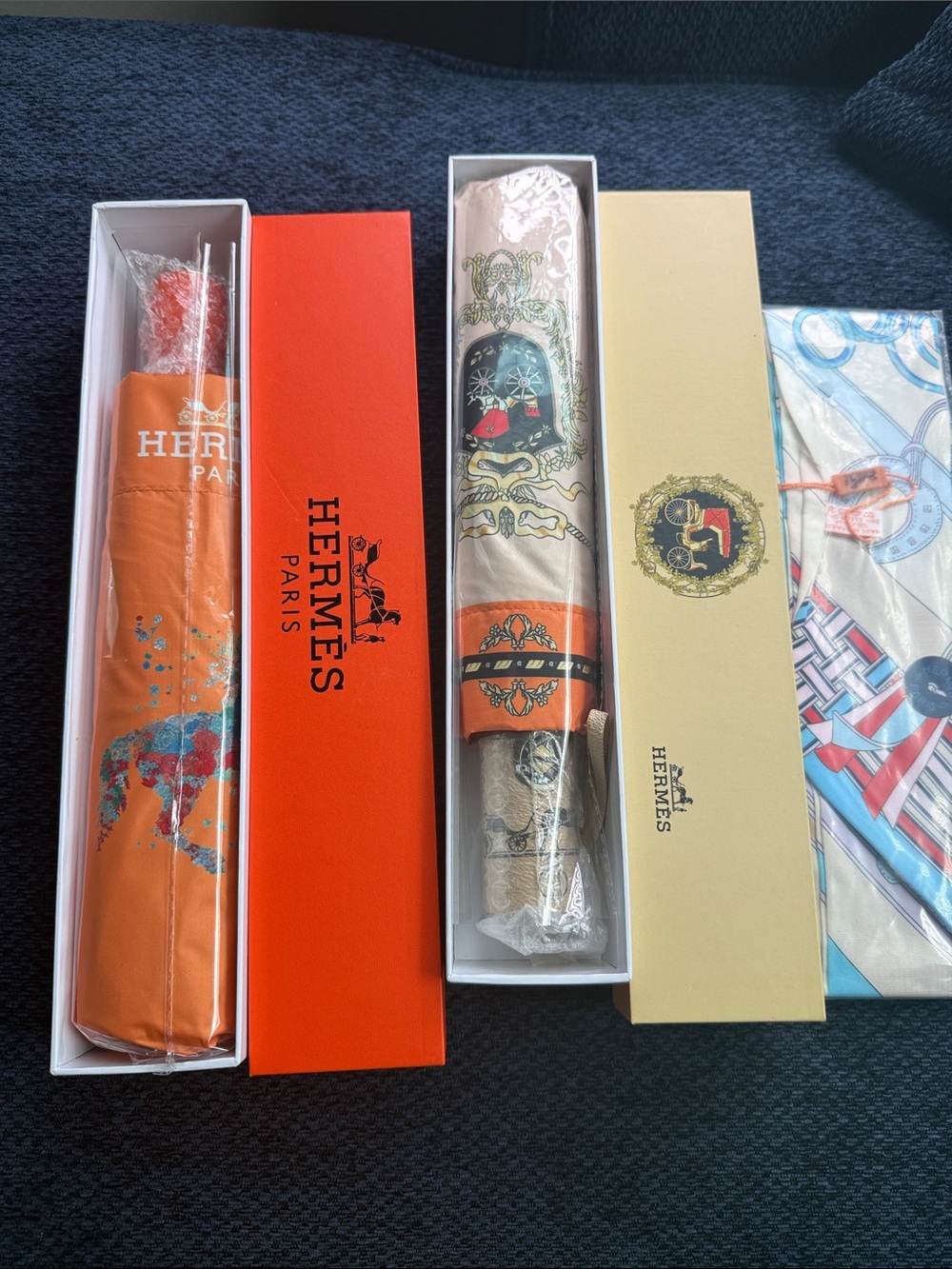 Hermes bundle two umbrella and scarf all new